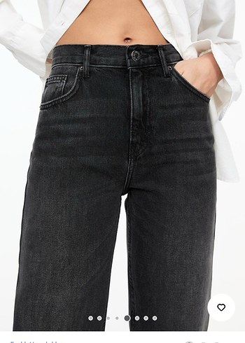 yüksek bel straight fit siyah jean - Görsel 13