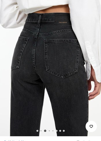 yüksek bel straight fit siyah jean - Görsel 2