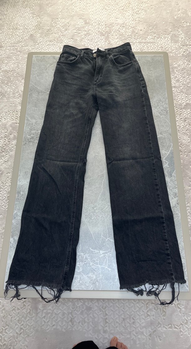 yüksek bel straight fit siyah jean - Görsel 3