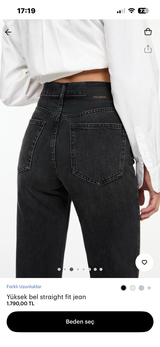 yüksek bel straight fit siyah jean - Görsel 2