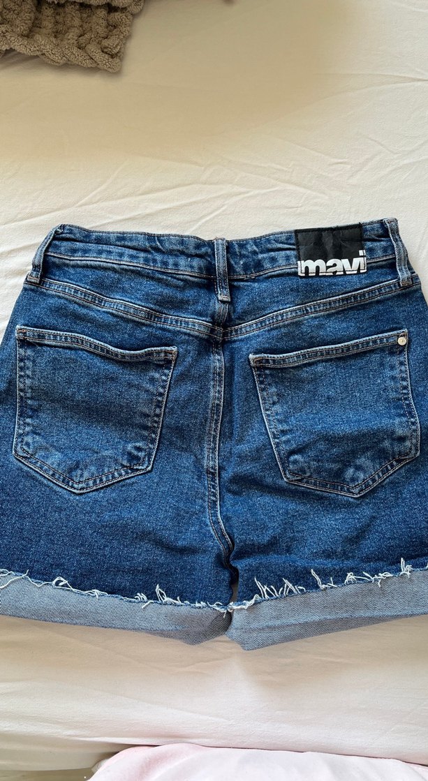 Kadın Mavi Midi Kot Şort - Görsel 4