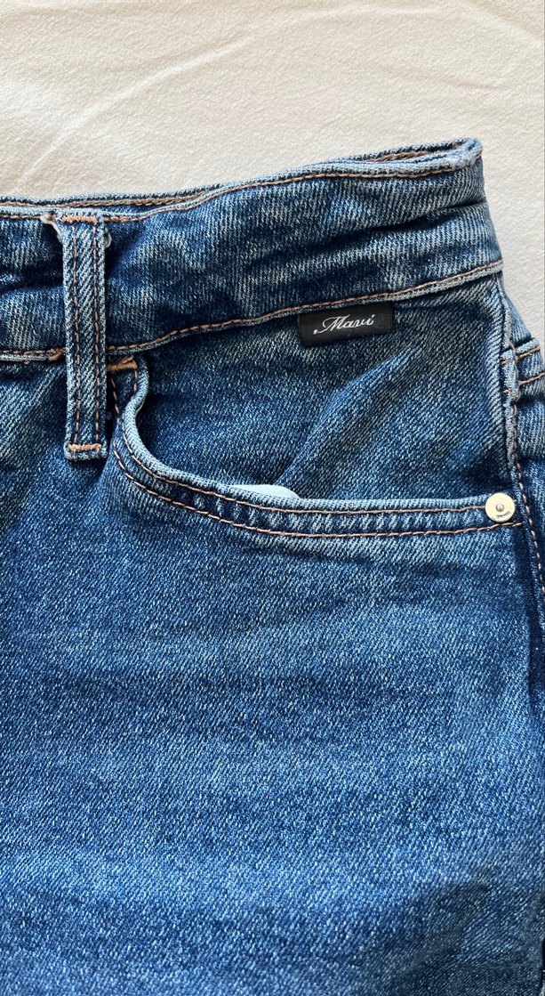 Kadın Mavi Midi Kot Şort - Görsel 3