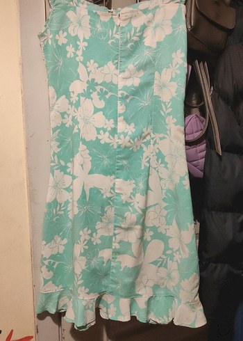 Turkuaz Desenli Midi Bohem Elbise - Görsel 3