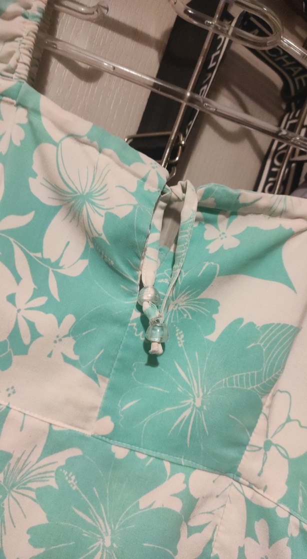 Turkuaz Desenli Midi Bohem Elbise - Görsel 2