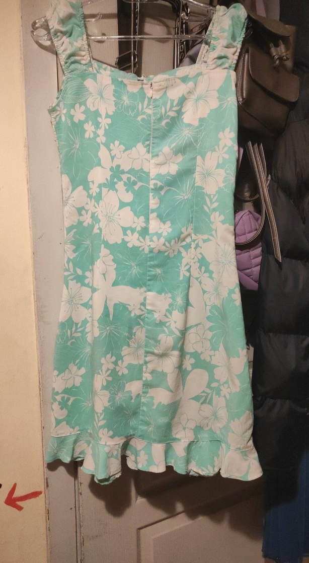 Turkuaz Desenli Midi Bohem Elbise - Görsel 3