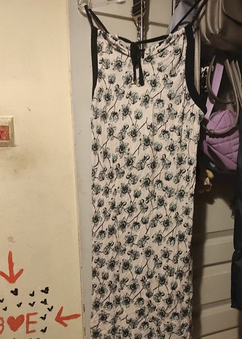 Bej Desenli Uzun Bohem Elbise - Görsel 2