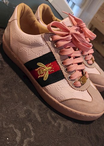 Pembe Bağcıklı Yüksek Topuklu Kadın Spor Ayakkabı - Görsel 2