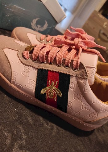 Pembe Bağcıklı Yüksek Topuklu Kadın Spor Ayakkabı - Görsel 3