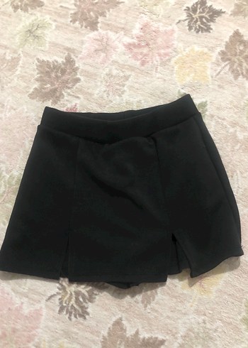 Düz Siyah Pilili Mini şort etek
