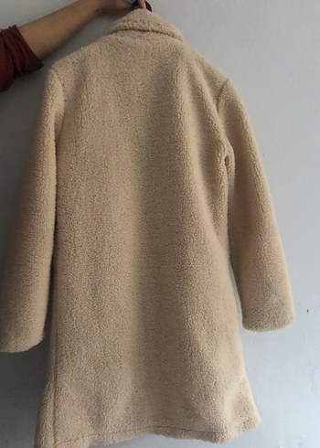 diğer Beden Bej Midi Boy Tüylü Rahat Kesim Kadın Kaban