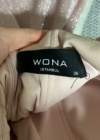 Pudra Rengi Simli Straplez Uzun Abiye - Görsel 6