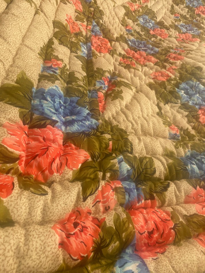 Çok Renkli Pastel Çiçek Desenli Yün Yorgan - Görsel 2