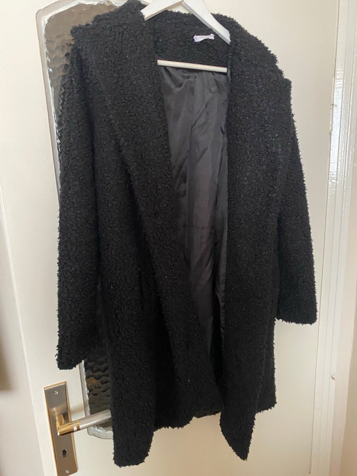 Siyah Uzun Peluş Kadın Kaban - Görsel 2