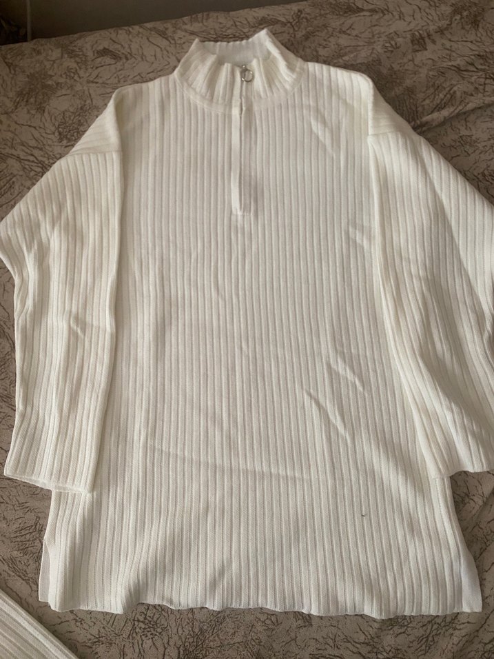 Beyaz Midi Örgü Kadın ikili takım - Görsel 2