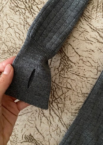 Gri Örgü Kadın Uzun Kollu Triko İKİLİ TAKIM - Görsel 2