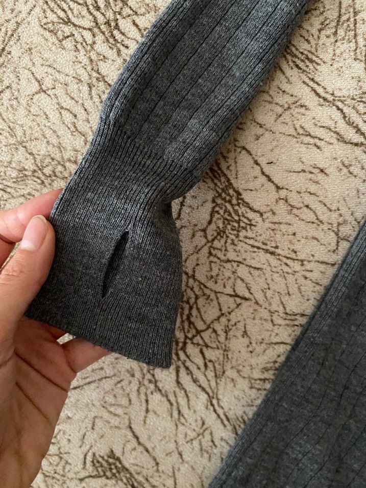 Gri Örgü Kadın Uzun Kollu Triko İKİLİ TAKIM - Görsel 2