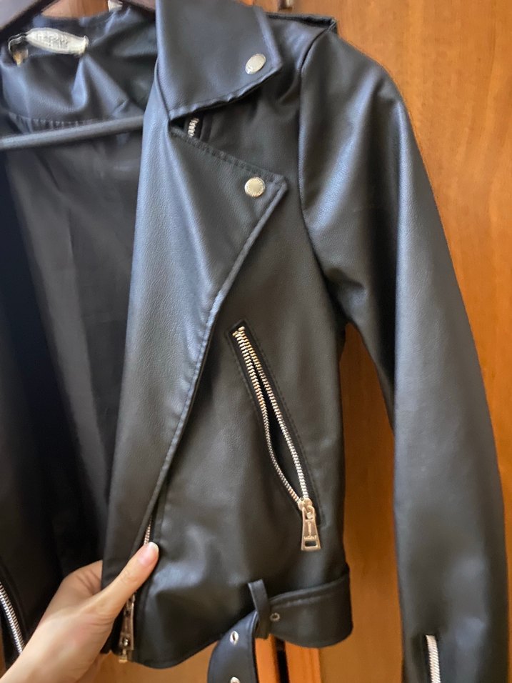 Siyah Deri Biker Ceket - Görsel 2