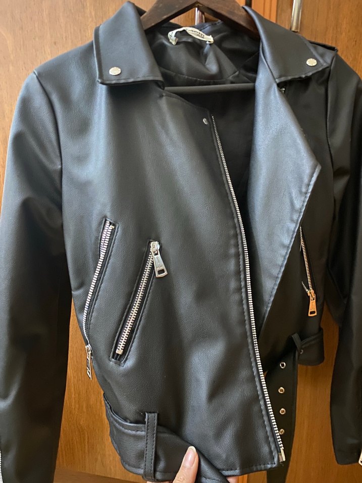 Siyah Deri Biker Ceket - Görsel 3