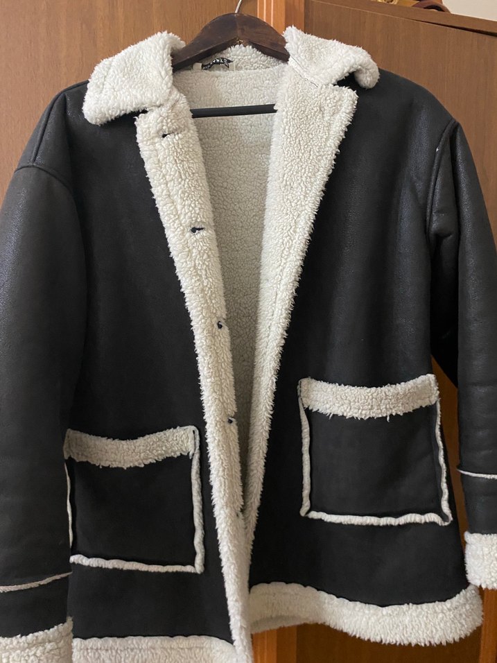 Kürk Detaylı Kahverengi Deri Kadın Ceket - Görsel 2