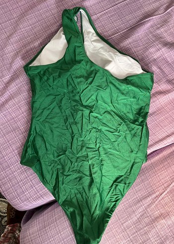 Drapeli Parlak Yeşil Kadın Mayo - Görsel 3