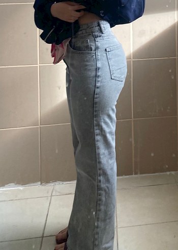 Gri Rahat Kesim Midi Kot Pantolon - Görsel 2