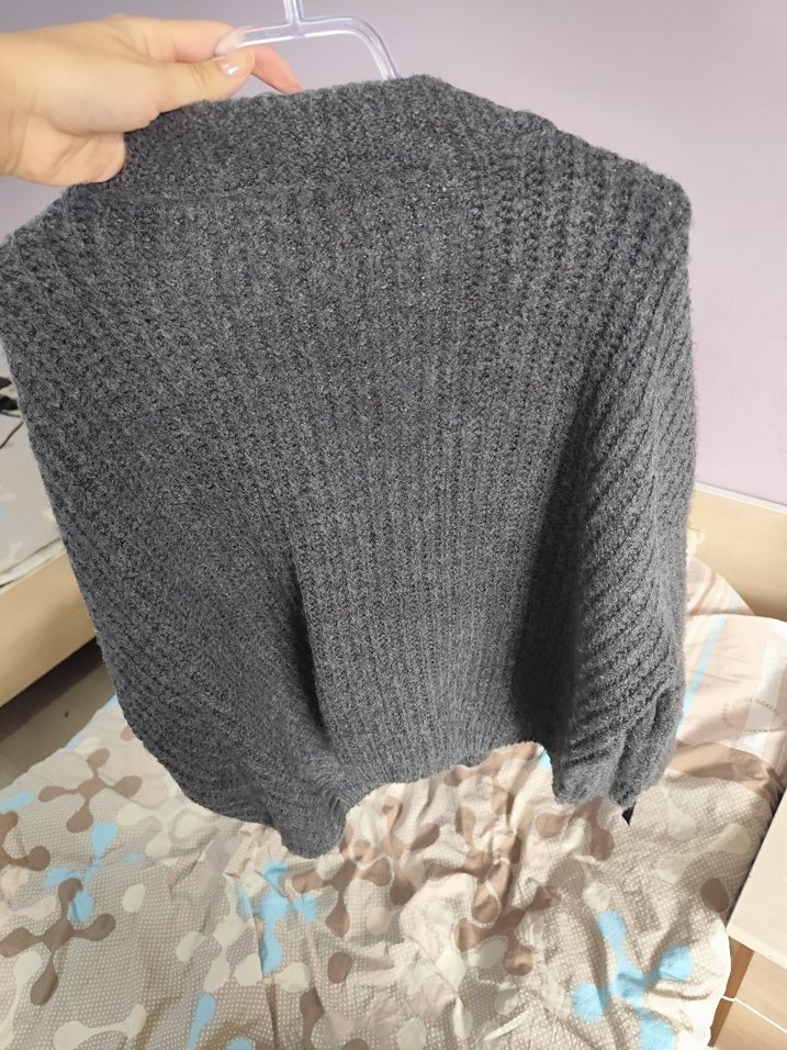 Düğmeli Gri Kadın Triko Hırka - Görsel 3