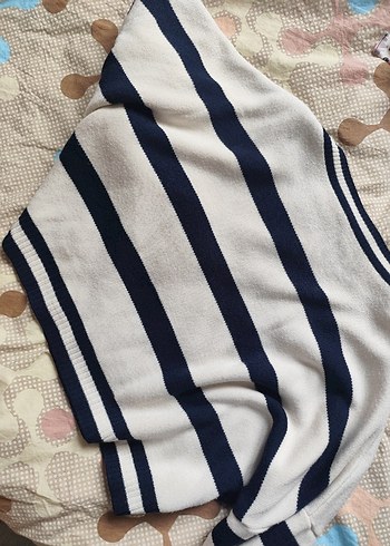 Kadın Çizgili Triko Kazak - Görsel 3