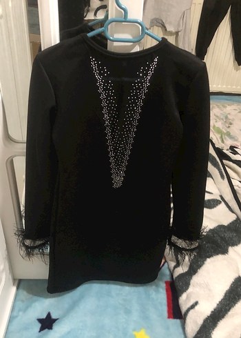 Uzun Kollu Siyah Kadın Gece Elbisesi - Görsel 5