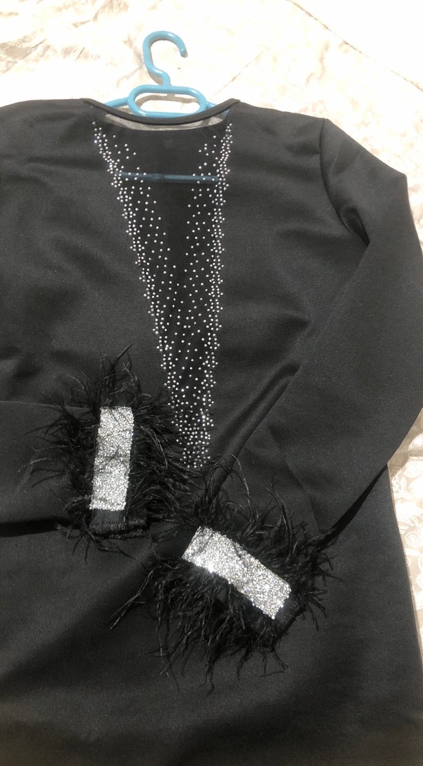 Uzun Kollu Siyah Kadın Gece Elbisesi - Görsel 4