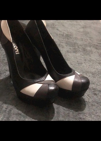 ERONi Siyah Beyaz Zebra Desenli Platform Topuklu - Görsel 2