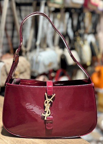 YSL Bordo Parlak Deri Kadın Omuz Çantası