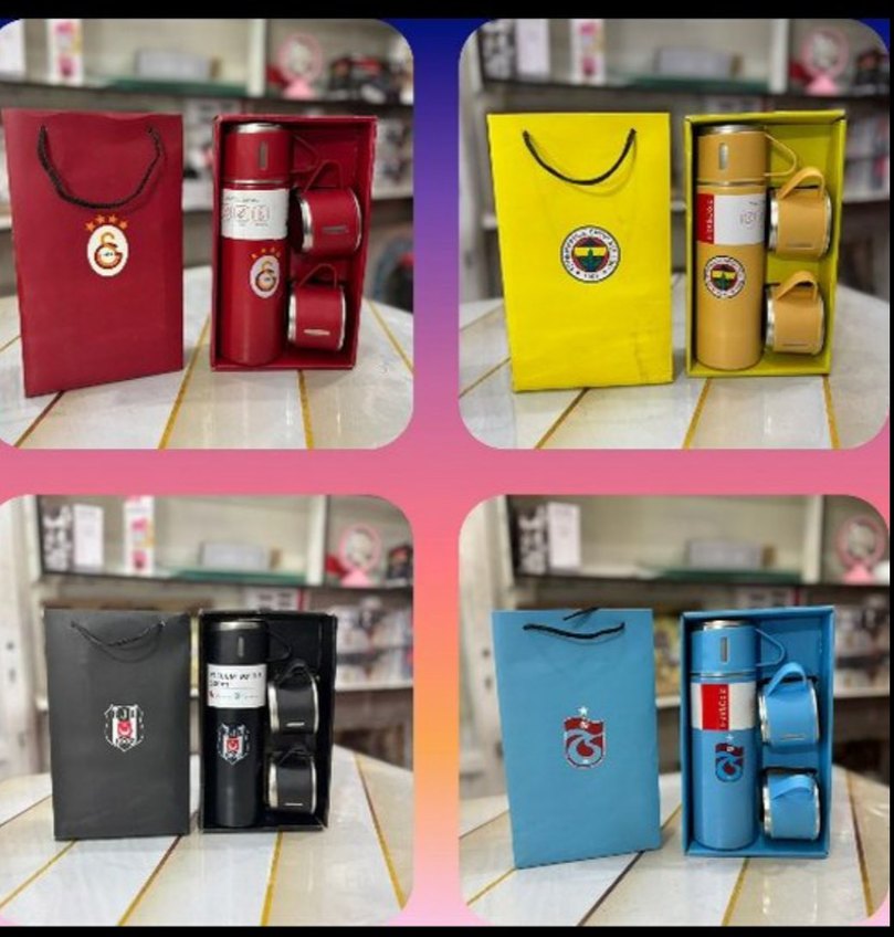 3 Bardaklı Taraftar termos paslanmaz çelik - Görsel 2