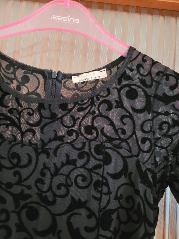 Dantel Detaylı Siyah elbise - Görsel 3