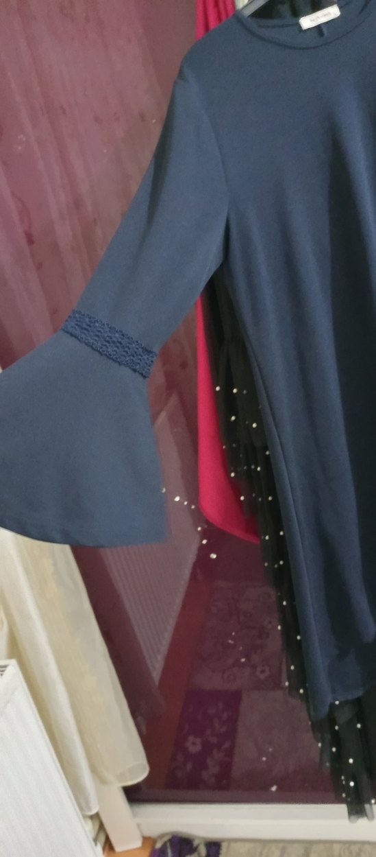 lacivert Uzun Kollu Salaş Kadın tunik - Görsel 2