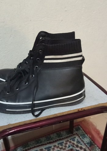 Siyah Bağcıklı Kadın Stiletto Spor Ayakkabı - Görsel 2