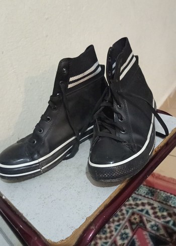 Siyah Bağcıklı Kadın Stiletto Spor Ayakkabı - Görsel 3