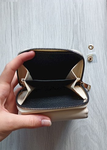 bej renk Deri Fermuarlı Kadın Cüzdanı - Görsel 6