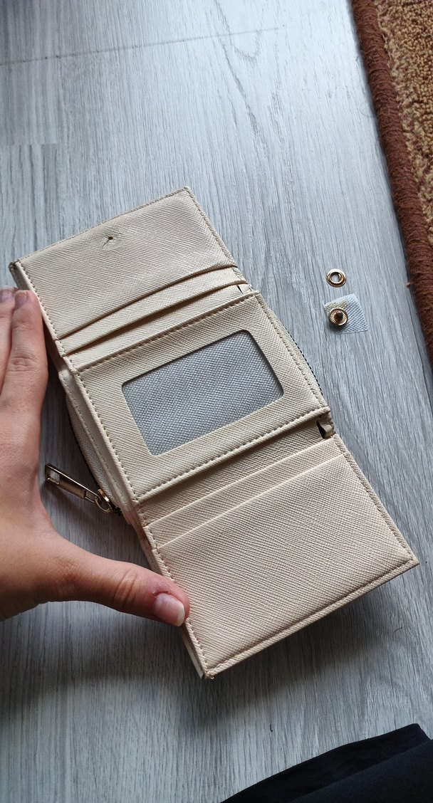 bej renk Deri Fermuarlı Kadın Cüzdanı - Görsel 4