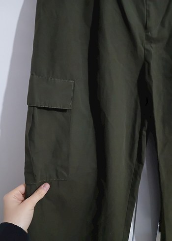 ZARA Haki Rahat Kesim Kadın Paraşüt Pantolon - Görsel 5