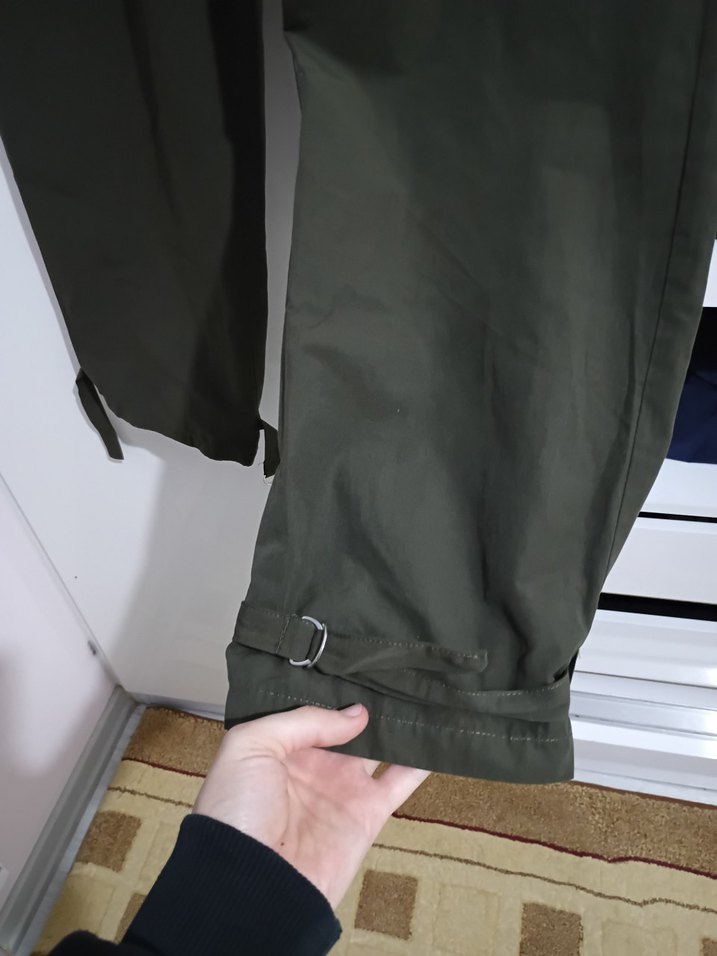 ZARA Haki Rahat Kesim Kadın Paraşüt Pantolon - Görsel 4