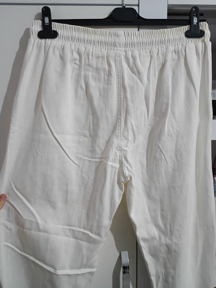 Beyaz Pamuklu Rahat Kesim Kadın eşofman - Görsel 5