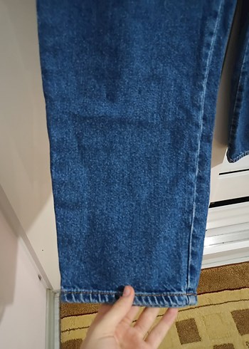 Düğmeli Mavi Loose Fit Denim Kadın Pantolon - Görsel 6