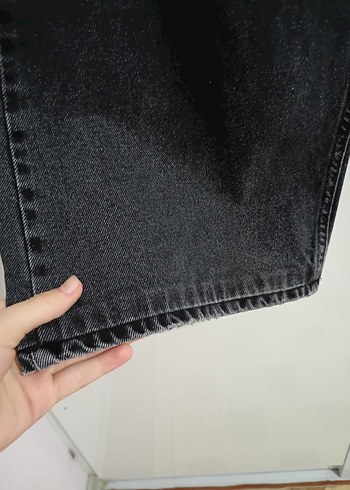 Siyah renk bol Kadın Kot Pantolon - Görsel 11