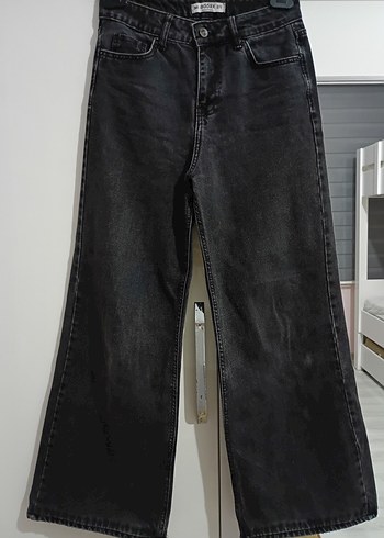 Siyah renk bol Kadın Kot Pantolon - Görsel 6