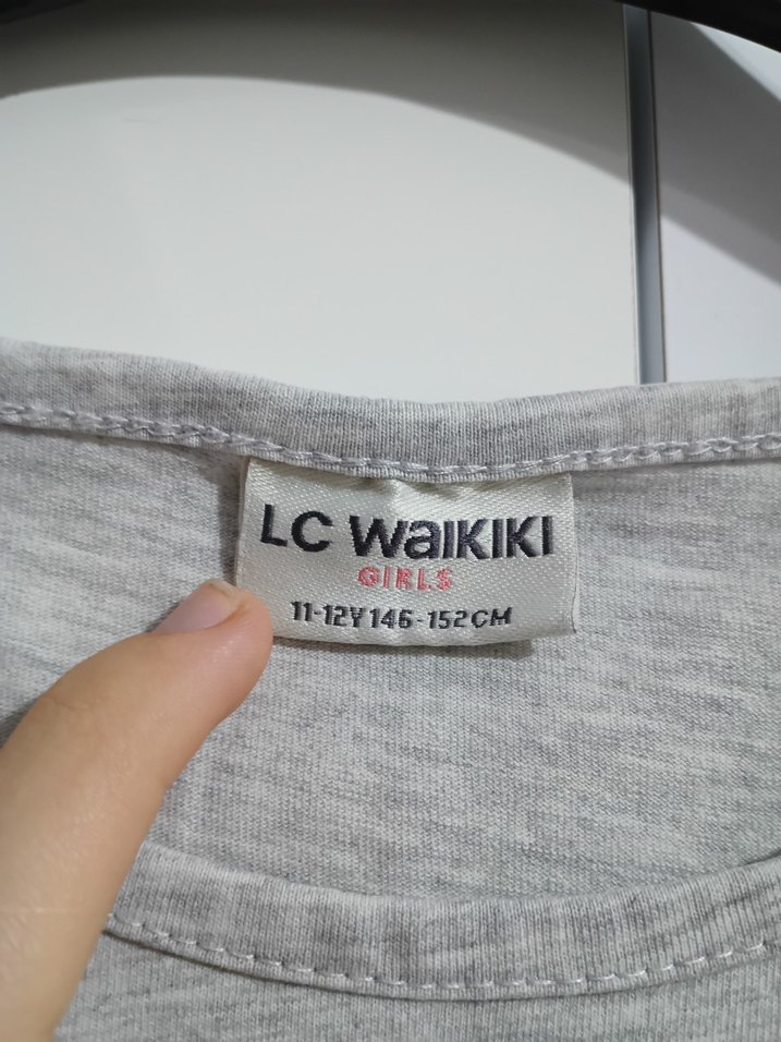 Kız Çocuk Gri Baskılı Kısa Kollu Tişört - Görsel 3