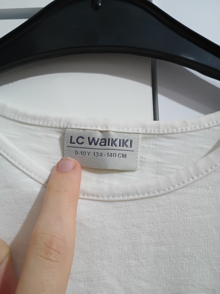 Beyaz Baskılı Uzun Kollu Kız Tişörtü - Görsel 3