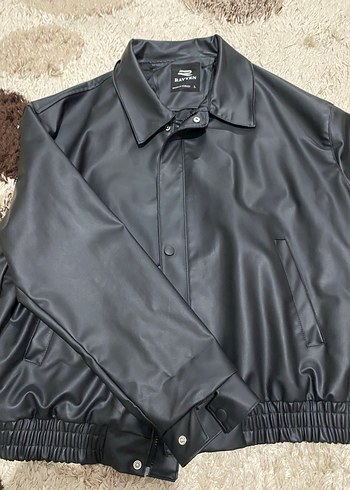 Siyah Deri Kürklü Rahat Kesim Ceket - Görsel 2