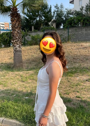 Beyaz Askılı Midi Mezuniyet Elbisesi - Görsel 2