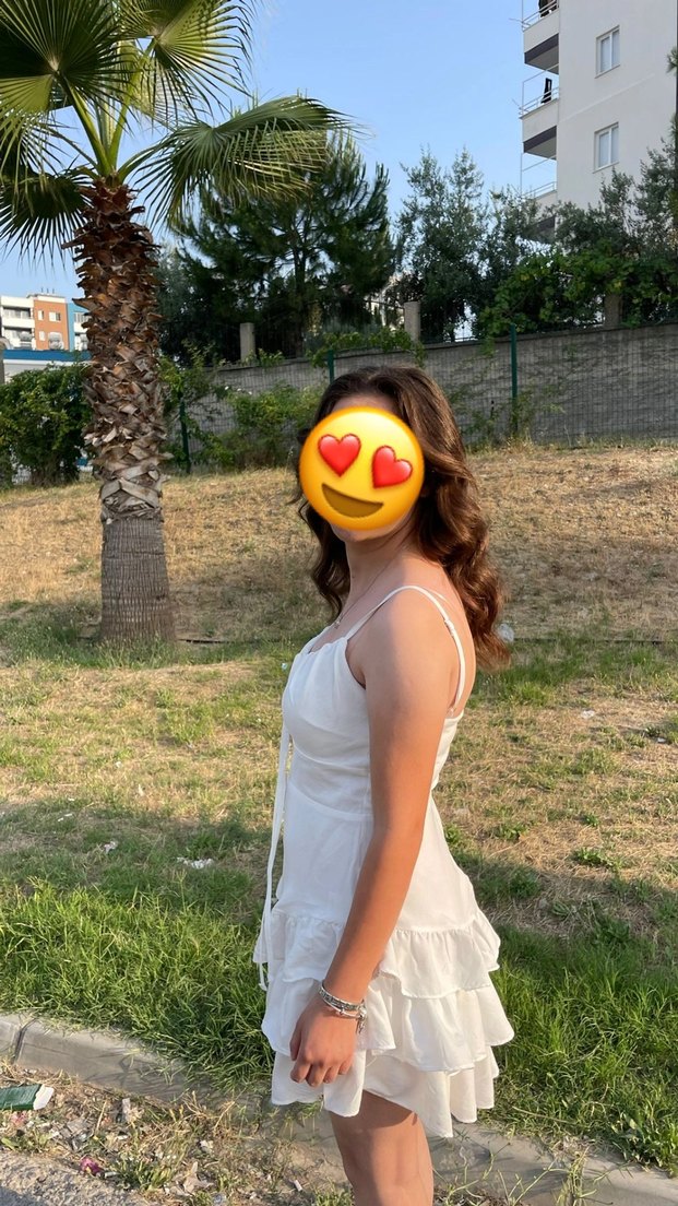 Beyaz Askılı Midi Mezuniyet Elbisesi - Görsel 2