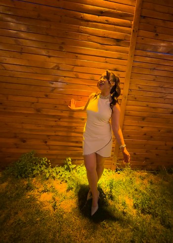 Beyaz Mini elbise abiye nikah - Görsel 4